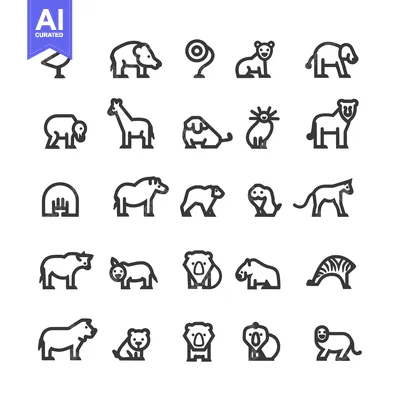 Premium design asset: Set of 25 Animal Outline Icons