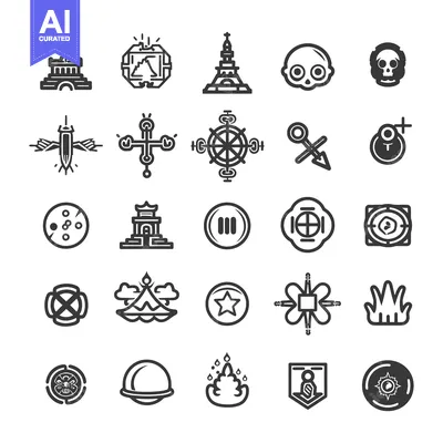 Popular premium asset: Set of 25 Black and White Geometric Abstract Symbols