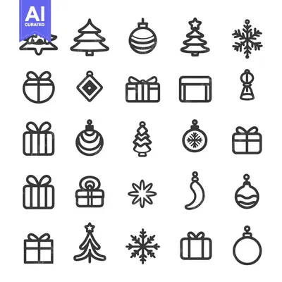 Premium design asset: Set of 25 Christmas and New Year Line Icons
