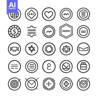 Popular premium asset: Set of 25 Circular and Geometric Line Icons