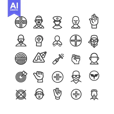 Aset desain premium: Set of 25 Line Icons for Different Professions