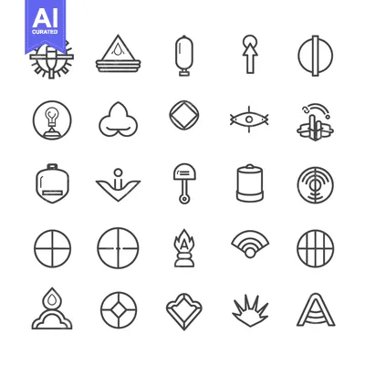 Aset premium populer: Set of 25 Line Icons for Different Shapes, Objects and Symbols