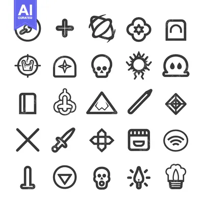 Set of 25 Line Icons on White Background