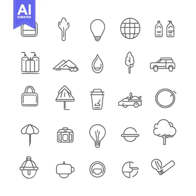 Premium design asset: Set of 25 Line Icons Related to Nature and Environment