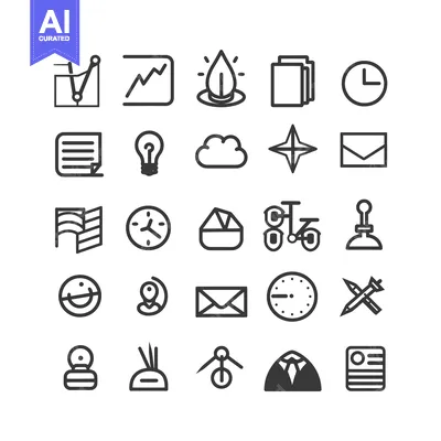 Aset premium populer: Set of 25 Line Icons Representing Business, Office, and Finance Concep