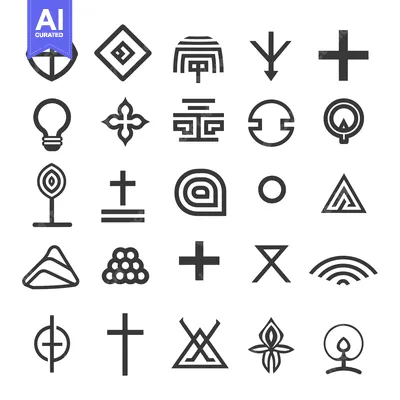 Aset desain premium: Set of 25 Modern Minimalist Geometric Abstract Line Art Logo Symbols