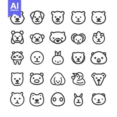 Premium design asset: Set of 25 Outline Animal Head Icons