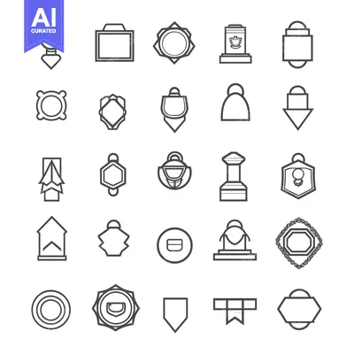 Aset premium populer: Set of 25 Outline Badge and Award Icons