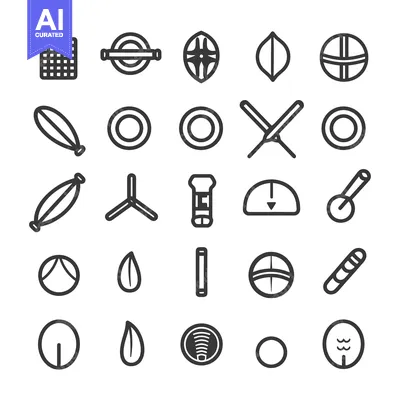 Aset desain premium: Set of 25 Outline Icons of Different Shapes and Designs