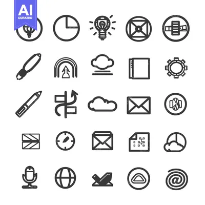 Set of 25 Simple Line Icons for Design Projects