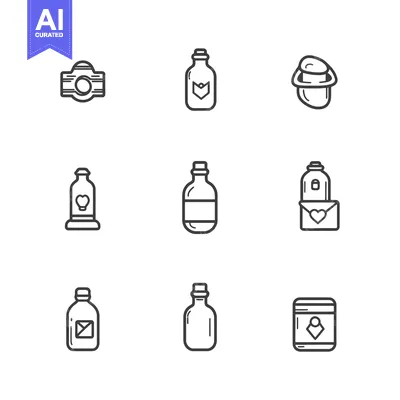 Aset desain premium: Set of 9 Line Icons Related to Love and Romance
