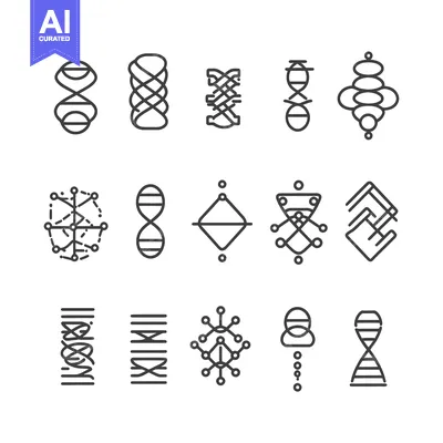 Aset desain premium: Set of Abstract Geometric Line Art Symbols and Icons