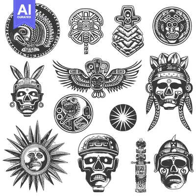 Popular premium asset: Set of Ancient Mayan and Aztec Tribal  Skulls and Symbols