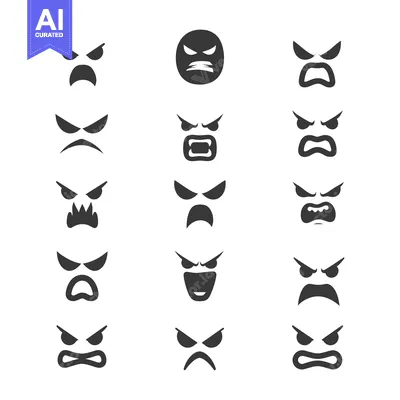 Aset desain premium: Set of Angry Emojis with Different Expressions