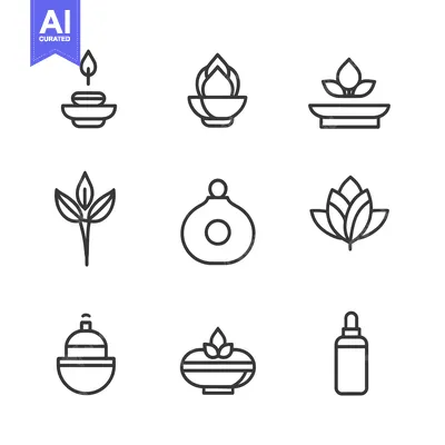 Aset desain premium: Set of Aromatherapy and Essential Oil Icons