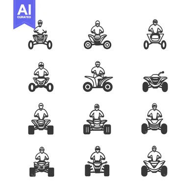 Set of ATV Quad Bike Riders Icons