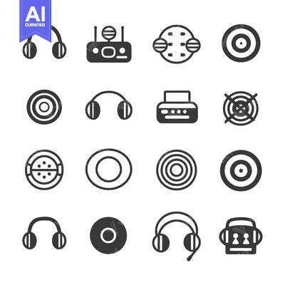 Aset desain premium: Set of Audio Equipment and Sound Related Icons