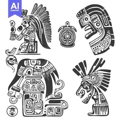 Premium design asset: Set of Aztec and Mayan Style Geometric Figures