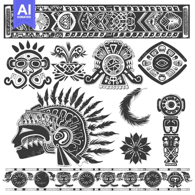 Aset premium populer: Set of Aztec and Mayan Tribal Designs for Tattoos, Prints and Web