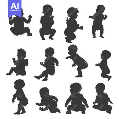 Premium design asset: Set of Baby Silhouettes in Various Poses