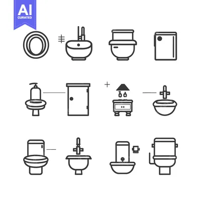 Popular premium asset: Set of Bathroom Outline Icons with Sink, Toilet, Shower, and More