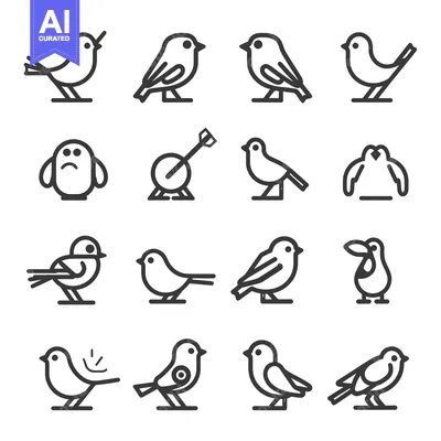 Popular premium asset: Set of Bird Icons in Outline Style