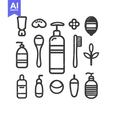 Aset desain premium: Set of Black and White Cosmetic and Beauty Icons