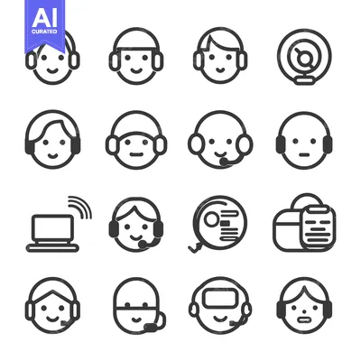 Aset premium populer: Set of Black and White Customer Service Icons