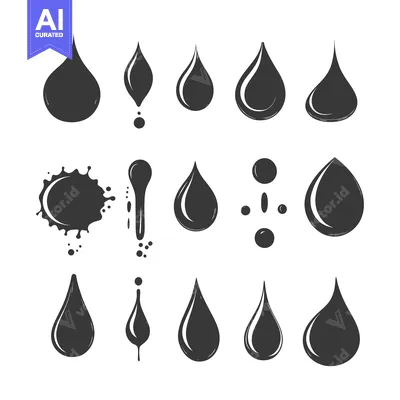 Set of Black and White Droplets and Splatters