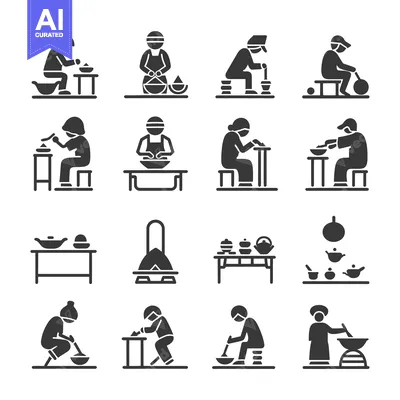 Popular premium asset: Set of black and white illustrations of people preparing food