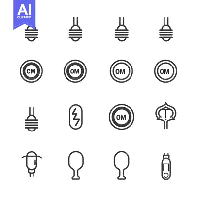 Popular premium asset: Set of Black and White Light Bulb and OM Symbol Icons