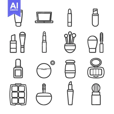 Set of Black and White Makeup Icons