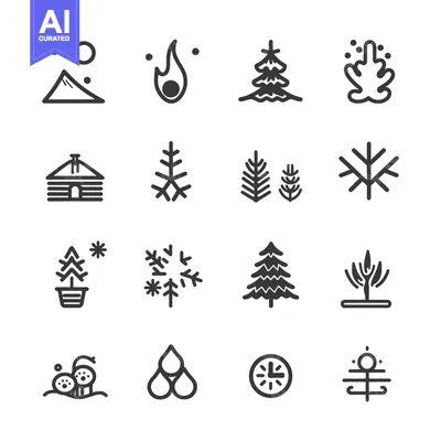 Popular premium asset: Set of Black and White Nature Icons