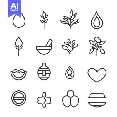 Aset premium populer: Set of Black and White Outline Wellness Icons