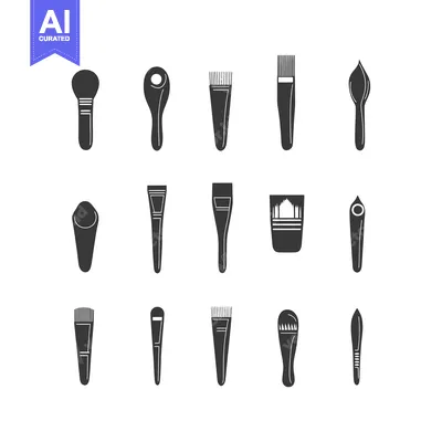 Aset premium populer: Set of Black and White Paintbrush and Makeup Brush Icons