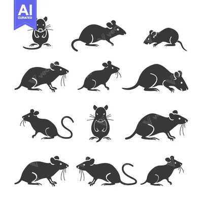 Popular premium asset: Set of Black and White Rat Silhouettes in Various Poses