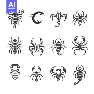 Set of Black and White Scorpion Icon Designs