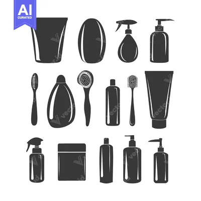 Aset premium populer: Set of Black and White Silhouette Icons of Bathroom and Shower Product