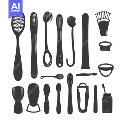 Popular premium asset: Set of Black and White Silhouettes of Bathroom Accessories