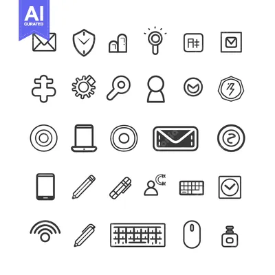 Aset desain premium: Set of Black and White Simple Icon Designs