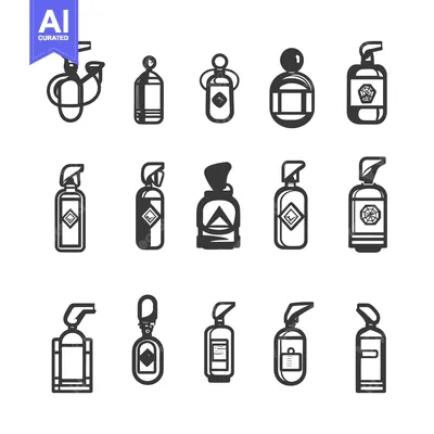 Aset desain premium: Set of Black and White Spray Bottles and Containers