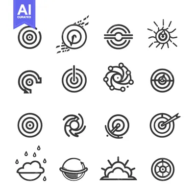 Set of Black and White Target Icons