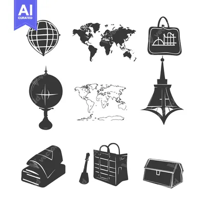 Aset premium populer: Set of Black and White Travel and Tourism Icons