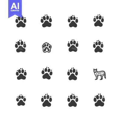Popular premium asset: Set of black paw prints and a tiger icon