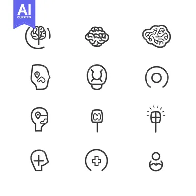 Premium design asset: Set of Brain, Head and Mind Line Icons
