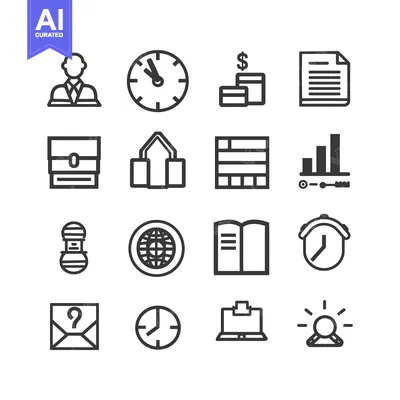 Aset premium populer: Set of Business and Finance Icons in Line Style
