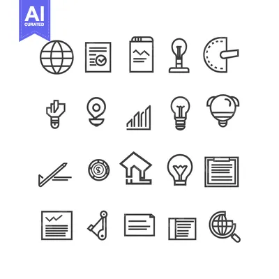 Aset desain premium: Set of Business and Finance Line Icons