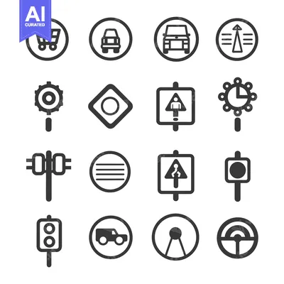 Aset premium populer: Set of Car and Traffic Related Icons
