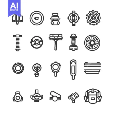 Set of Car Part Line Icons