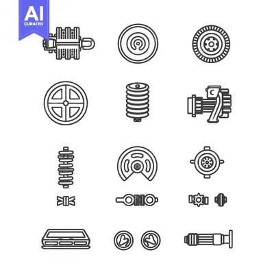 Set of Car Parts Line Icons